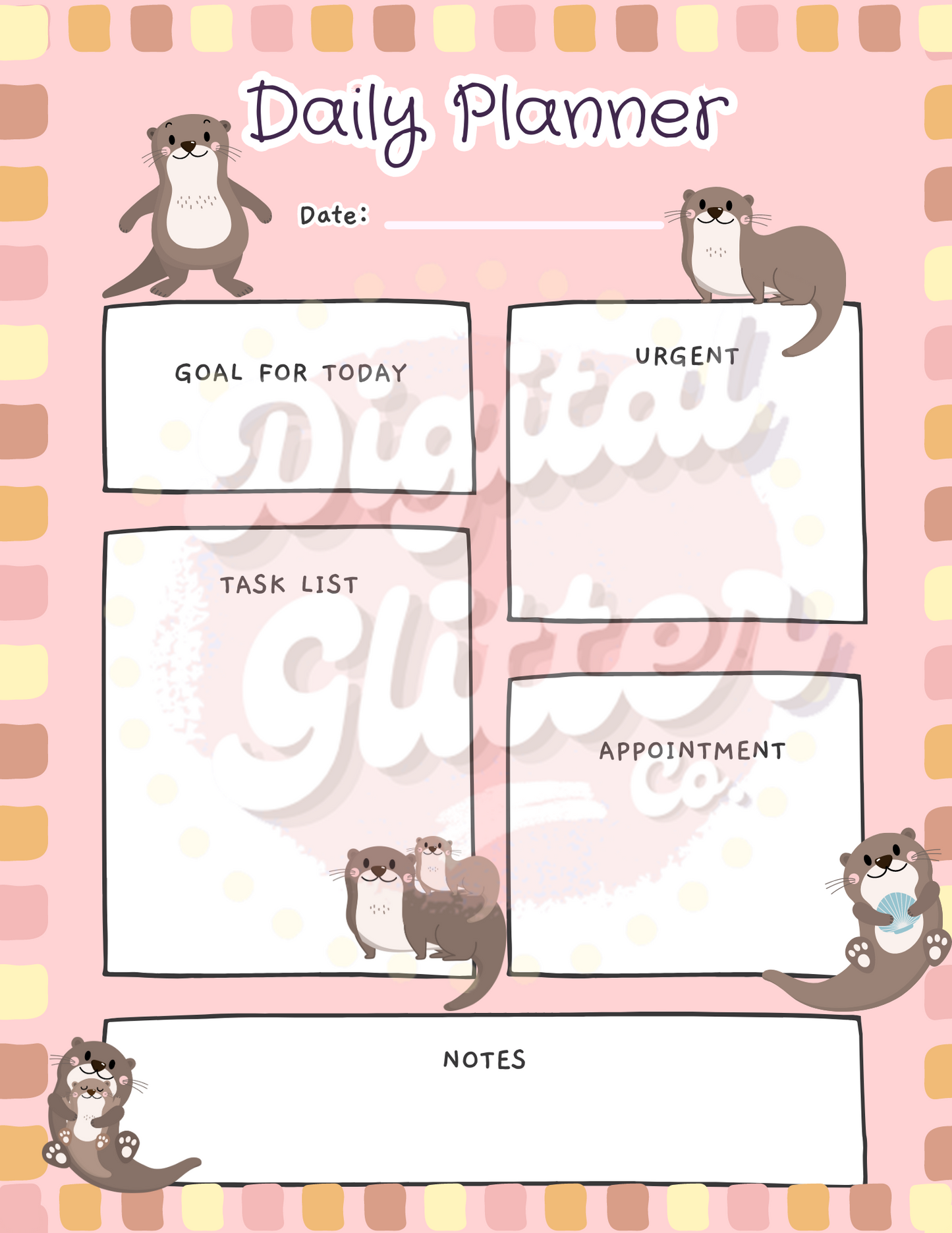 Kawaii Otter Planner Page